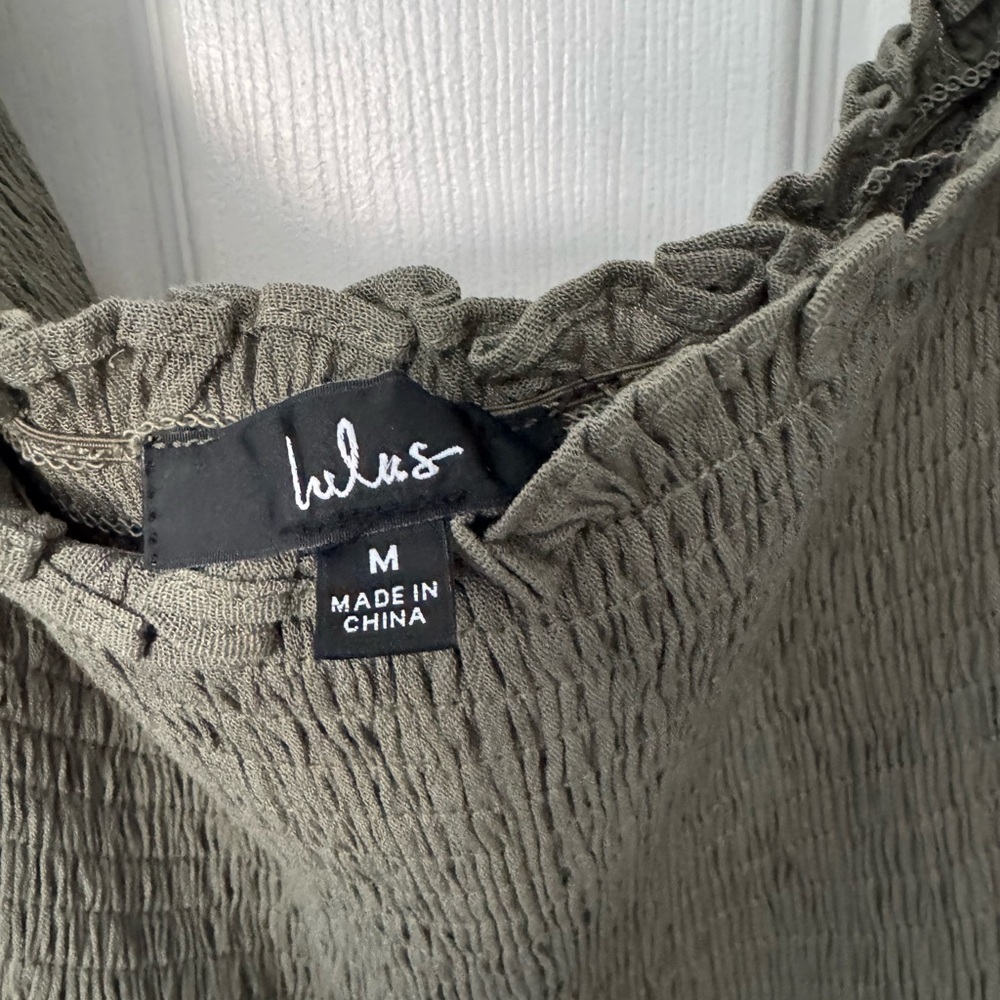 Lulu's Olive Green Strapless Off-Shoulder Midi Dress - Picture 3 of 4
